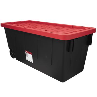 HART 40 Gallon Latching Plastic Storage Bin Container, Black with