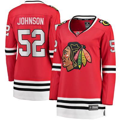 Seth Jones Chicago Blackhawks Unsigned Skates in Red Jersey Photograph