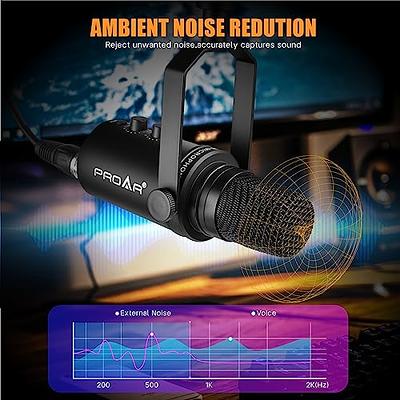 PROAR Microphone for Podcast, USB Microphone Kit for Phone,  PC/Micro/Mac/Android,Professional Plug&Play Studio Microphone with Stand  for Gaming