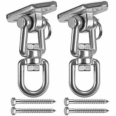 WAREMAID Heavy Duty 360° Swivel Swing Hanger, Stainless Steel Swing Hook  for Ceiling Wooden Porch Swing Hanging kit Playground Gym Rope Boxing Bag