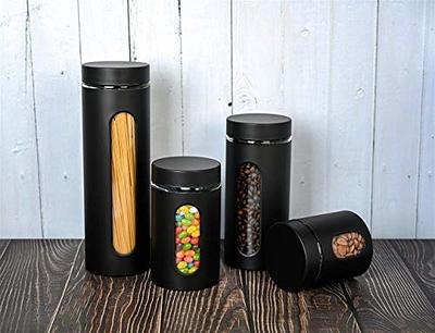 Canister Sets for Kitchen Counter - Matte Black Kitchen Decor and