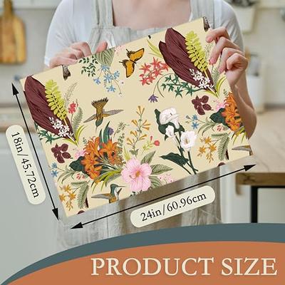 Floral Dish Drying Mat for Kitchen Counter Washable Absorbent