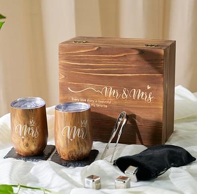 AW BRIDAL Mr and Mrs Gift Romantic Wedding Gifts,Couple Engagement Gifts,Christmas  Gifts Housewarming Gifts Bridal Shower Gifts for Women - Wine Tumblers Wine  Ice Cubes with Engraved Keepsake Box - Yahoo Shopping