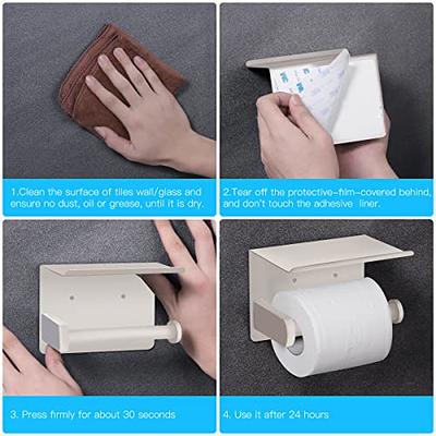 SUS 304 Stainless Steel Toilet Paper Holder with Phone Shelf Bathroom Tissue  Holder Toilet Paper Roll Holder