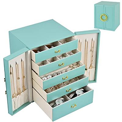 Voova Jewelry Box Organizer for Women Girls, 2 Layer Large Men Jewelry  Storage Case, PU Leather Display Jewellery Holder with Removable Tray for