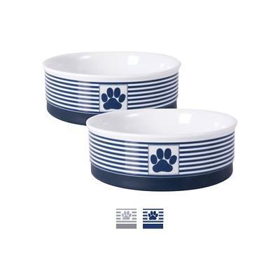 EveryYay Dining In Slanted Marble-Print Base and Stainless-Steel Dog Bowl  Set, 0.7 Cup