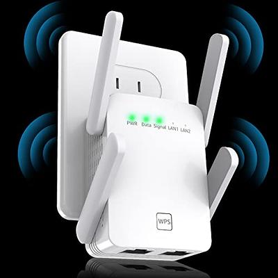 2024 WiFi Extender Signal Booster for Home Powerful 6 Antennas WiFi Booster  - up to 10000 sq.ft Coverage, 1200Mbps Dual Band 5GHz/2.4GHz Long Range