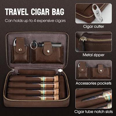 SEMKONT Travel Cigar Humidor Portable Travel Cigar Case with 4 Cigar Tube,  Leather Travel Cigar Humidor Include Cigar Cutter, Men's Cigar Accessories  Gift Set (Brown) - Yahoo Shopping