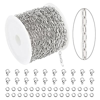 KYUNHOO 32.8 Feet 304 Stainless Steel Chain Bulk Silver Paperclip Chains  for Jewelry Making Soldered Flat Oval Chains Link on Spool Paper Clip Chain  Roll with Lobster Clasps and Jump Rings - Yahoo Shopping