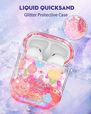 UnnFiko Bling Quicksand - Funda compatible con AirPods 1 y 2, bonita funda  protectora líquida brillante, divertida y creativa, dura y transparente con