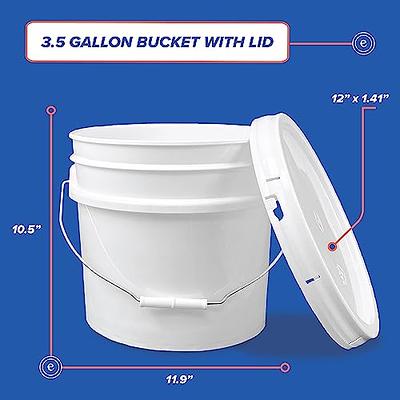 5 Gallon Bucket & Lid - Durable 90 Mil All Purpose Pail - Made in The USA - Food Grade - Contains No BPA Plastic - Recyclable (1, Black)