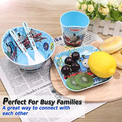 1 Set Kids Tableware Set Cartoon Bowl Spoon Fork Dinnerware with Lid Fork  Spoon Straw Plate