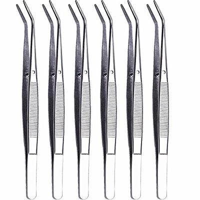 Stainless Steel Tweezers, with Curved Serrated Tip Multipurpose Tweezers  Sewing Machine Tweezers Forceps for Craft Repairing