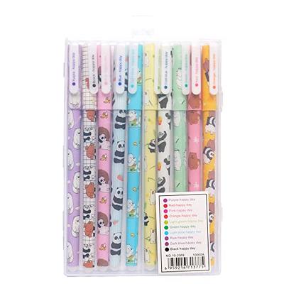 Terdey Gel Pens Set Cute Pens, Kawaii School Supplies Retractable Gel Ink  Black Novelty Pens with 1 Pack Color Highlighter Suitable for School Home  Office Writing Fine Point 0.5mm(6 Pieces) (Brown) 