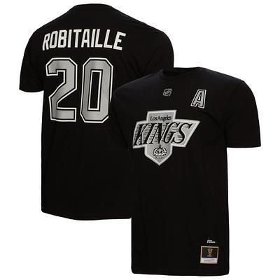 Men's Mitchell & Ness Luc Robitaille Black Los Angeles Kings 1992/93  Alternate Captain Patch Blue Line Player Jersey