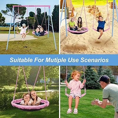 Lunafun Swing Set, 440lbs, Heavy-Duty A-Frame Metal Outdoor Swing Stand, 1  Saucer & 1 Belt Swing seat for Playground, Backyard Pink - Yahoo Shopping