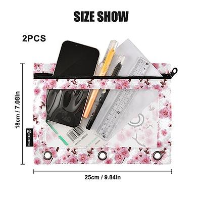  Black Pencil Pouch for 3 Ring Binder 2 Pack Binder Pencil Case  with Clear Window Pencil Bags with Zipper for Office College Daily Supplies  : Office Products