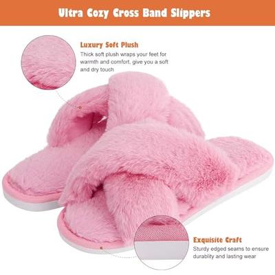 DOIOWN Women's Fuzzy Pink Slippers Memory Foam Cute House Slippers Plush  Fluffy Furry Open Toe Home Shoes Bridal Bridesmaid Gifts for Wedding (Size  11-12) - Yahoo Shopping