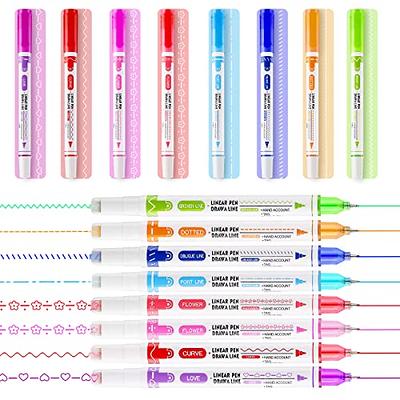 Curve Highlighter Pen Set, 6pcs Linear Colors Flowing Markers with 6 Curve  Shapes Fine Tips, Journal Planner Pens Flownwing Pens for Note Taking