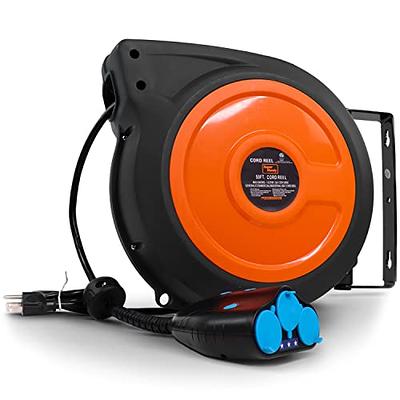 ReelWorks 80 ft. Indoor/Outdoor Retractable Extension Cord Reel at