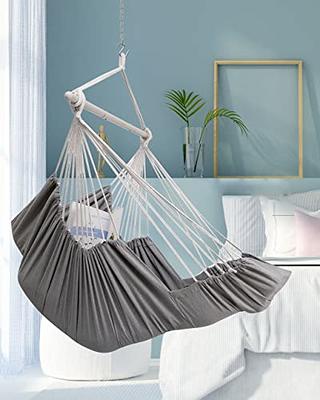 Miztli Hammock Chair Hanging Chair Swing with Foot Rest, Max 500 Lbs, Steel  Spreader Bar with Anti-Slip Rings-2 Cushions Included-for Bedroom Indoor  and Outdoor 