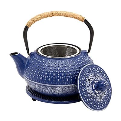 SAKI Porcelain Teapot, 48 Ounce Tea Pot with Infuser, Loose Leaf and  Blooming Tea Pot - Black 