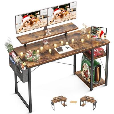 GreenForest Computer Desk with Monitor Stand,39 inch Small Desk with  Reversible Storage Shelve,Home Office Work Desk for Small Spaces,Easy