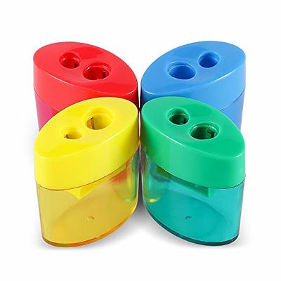 KIDMEN 12 PCS 2 Holes Small Manual Pencil Sharpener with Lid,for