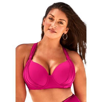 Plus Size Women's Bra Sized Drape Front Underwire Bikini Top by Swimsuits  For All in Fruit Punch (Size 36 DD) - Yahoo Shopping