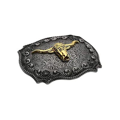 HUABOLA Calyn Long Horn Bull Western Belt Buckle