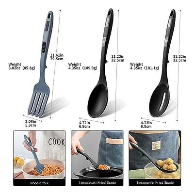 Large Silicone Cooking Utensils Set - Heat Resistant Silicone Utensils for  Cooking w Long Wooden Handles, Kitchen Utensil Spatula Set, Kitchen Gadgets  for Non-Stick Cookware, BPA Free(Grey) - Yahoo Shopping