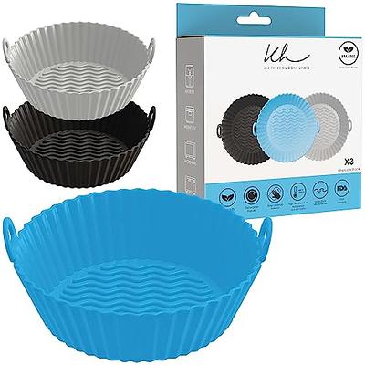 5 Pack 8 in Silicone Air Fryer Basket - Reusable Silicone Air Fryer Liners  - Air Fryer Liner Silicone - Air Fryer Basket Liner - Silicone Air Fryer