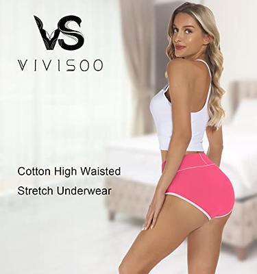 VIVISOO Cotton Underwear for Women Mid-High Waisted Panties Soft