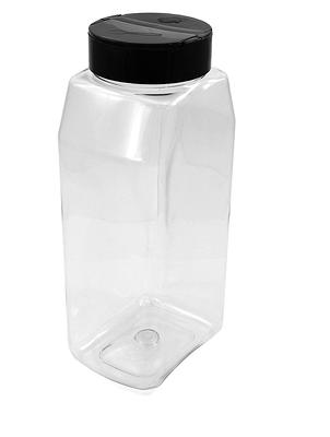 Clear Food Grade Pet Plastic Square Grip Storage Jar w/ Cap - 32 Fluid Ounces - 6-Jar Pack (3-4 Cup Storage Capacity) by Pride of India