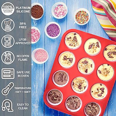 Walfos Mini Silicone Muffin Pan - 24 Cups, BPA Free and Dishwasher Safe,  Non-stick Silicone Cupcake Baking Pan, Great for Making Muffin Cakes, Tart