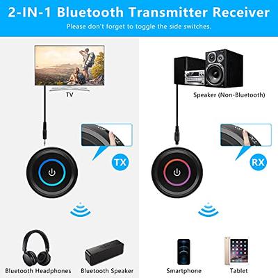 Aisidra Bluetooth Transmitter Receiver V5.0 Bluetooth Adapter for Audio,  2-in-1 Bluetooth AUX Adapter for TV/Car/PC/MP3 Player/Home Theater/Switch