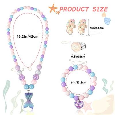 Seazoon 25 Pcs kids jewelry for girls Bracelets Necklaces and Rings Set,  little girls jewelry with Animal Seashell Butterfly Flower Pendant, toddler  jewelry for girls Party Favor Dress up costume JJ12 