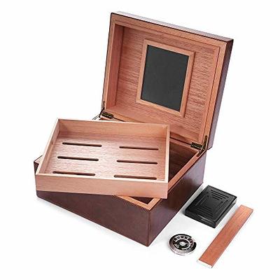 Cigar Humidor, Jansfuren Glass Top Cedar Cigar Box with Front Digital  Hygrometer, Humidifier Gel & Divider, Desktop Humidor Case Hold 25-50 Cigars  - Yahoo Shopping