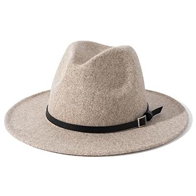 Lisianthus Womens Classic Wool Fedora with Belt Buckle Wide Brim