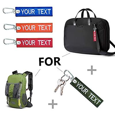 silkmilk Personalized Keychain,Customized any own text key tags Embroidery  Carabiner Clips keyring, Keychain Hook Clip for luggage,crate,belt, gear,  keyring (Black background & red border) - Yahoo Shopping