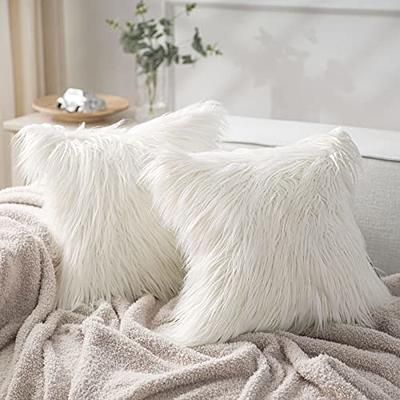 Phantoscope Pack of 2 Faux Fur Striped Throw Decorative Pillow Cover Cushion  Covers Luxury Soft Decorative Pillowcase Fuzzy Pillow Covers for Bed/Couch,Cream  White 24 x 24 Inches - Yahoo Shopping