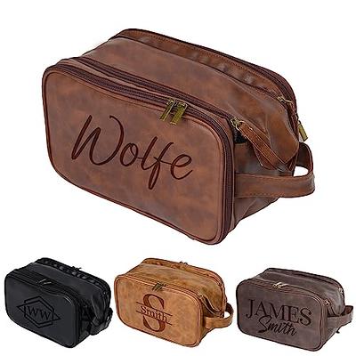 Personalized Toiletry Bag For Men, Husband, Boyfriend, Dad Large Capacity  PU Leather Travel Dopp Kit Handcrafted Custom Name Unique Gift For  Birthday