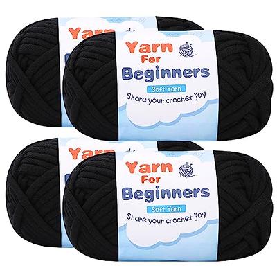 3 Pack Beginners Crochet Yarn, Black Yellow Red Yarn for Crocheting Knitting Beginners, Easy-to-See Stitches, Chunky Thick Bulky Cotton Soft Yarn