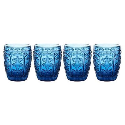 Fitz and Floyd Villa Palm Double Old Fashioned Glasses Green - Set of 4