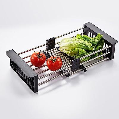 Extendable Dish Drying Rack Adjustable Kitchen Sink Racks Stainless Steel  Dish Drainer Fruit Vegetable Drainer Kitchen Organizer