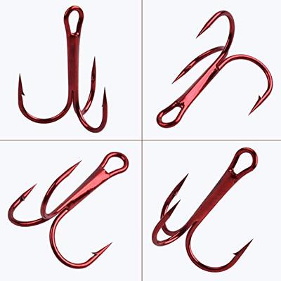 Fishing Red Treble Hooks- 80/120pcs Sharp Round Bend Barbed Treble Hook  High-Carbon Steel Hooks for Bass Trout Saltwater Freshwater Size 1/0 1 2 4  6 8 10 12 14 - Yahoo Shopping