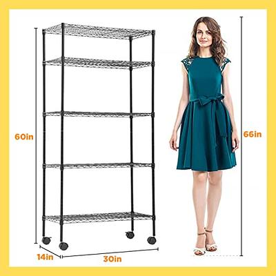 BestOffice 5 Shelf Wire Shelving Unit Garage Heavy Duty Height Adjustable Commercial Grade NSF Certification Utility Rolling Steel Layer Rack