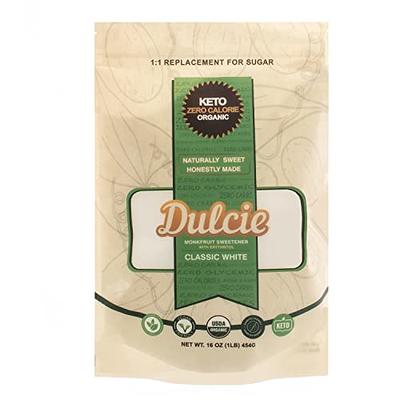 Dulcie Organic Monk Fruit Sweetener (Classic White) - Sugar Substitute with  Erythritol, Zero Calorie, Keto Diet Friendly, Zero Net Carbs, Non-GMO,  Vegan, Baking, Extract, White Sugar Replacement (1 pound bag) - Yahoo  Shopping