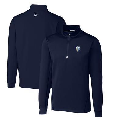 Men's Antigua Royal Los Angeles Chargers Team Logo Throwback Pace Quarter-Zip Pullover Top