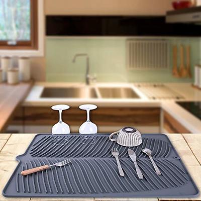 Silicone Drying Mat, Dish Drying Mat, Large Dish Drainer Mat for Kitchen  Counter, Non-Slip Silicone Sink Mat, BPA Free, Dish Washer Safe